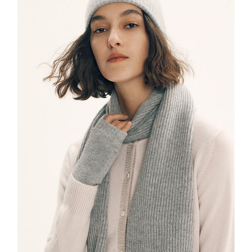 【甄珠贝】男女同款纯色元宝针纯羊绒围巾 商品图4