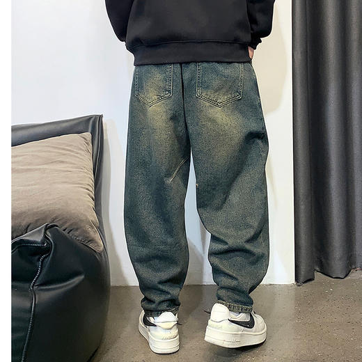 徐太浪复古美式水洗加绒牛仔裤男秋冬时尚痞帅潮流百搭老爹裤长裤 商品图3