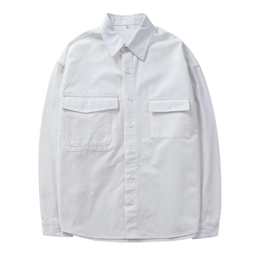 徐太浪美式休闲黑色长袖衬衫男春秋潮牌高级感男士纯棉衬衣外套厚 商品图4