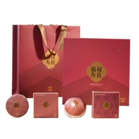津乔新品上市福禄寿喜普洱生茶+熟茶+红茶
+白茶砖饼沱礼盒装249g