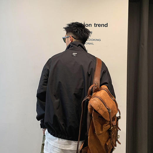 徐太浪黑色半拉链工装夹克男春秋潮牌美式炸街原宿风男士立领外套 商品图3