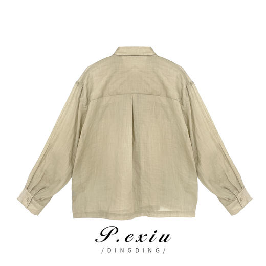 01-1潘依绣丁丁宠粉 -麻-料-春夏新款双口袋宽松休闲百搭衬衫 SH5010 商品图1