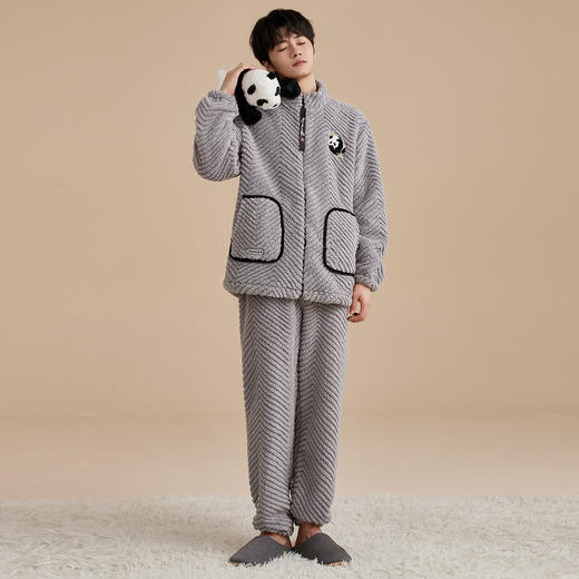 康妮雅情侣款长袖长裤开襟套装 商品图3