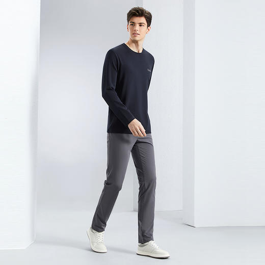 【含莫代尔】柒牌男士长袖T恤春季新款时尚休闲柔软舒适圆领上衣	126T73110 商品图3