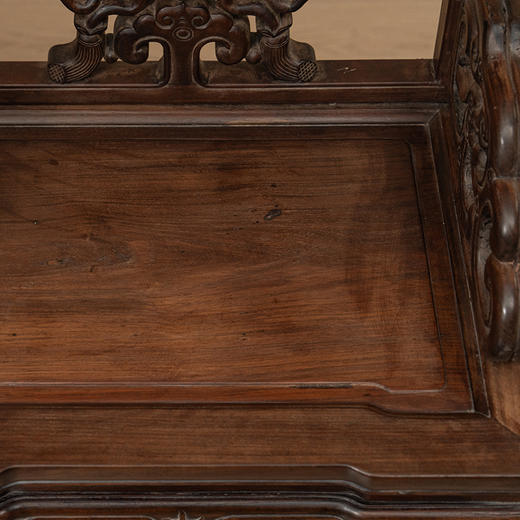 清 红木镶云石透雕蝙蝠绳纹扶手椅（一对） 商品图2