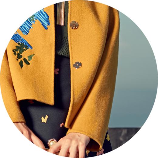 -【伯妮斯茵】100%澳洲羊毛黄色毛呢外套短款大衣 6C6691 商品图8