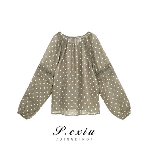 03-5潘依绣丁丁宠粉PanYiXiu/潘依绣【前后两穿】100%苎麻系带高级感波点衬衫 W-61381 商品图1