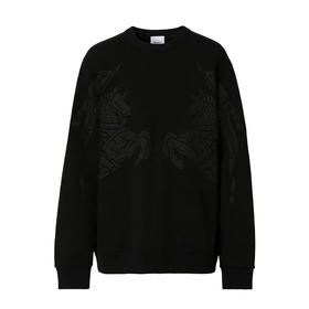 BURBERRY 巴宝莉 男士棉质战马徽标印花圆领长袖卫衣 黑色 8065175 A1189