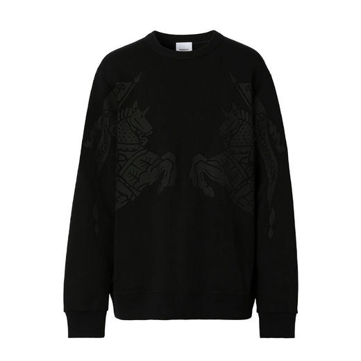 BURBERRY 巴宝莉 男士棉质战马徽标印花圆领长袖卫衣 黑色 8065175 A1189 商品图0