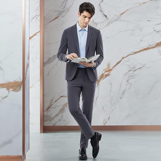 柒牌西服套装男士春季新款商务正装平驳领灰色新郎结婚礼服两件套	126C70970 商品图3