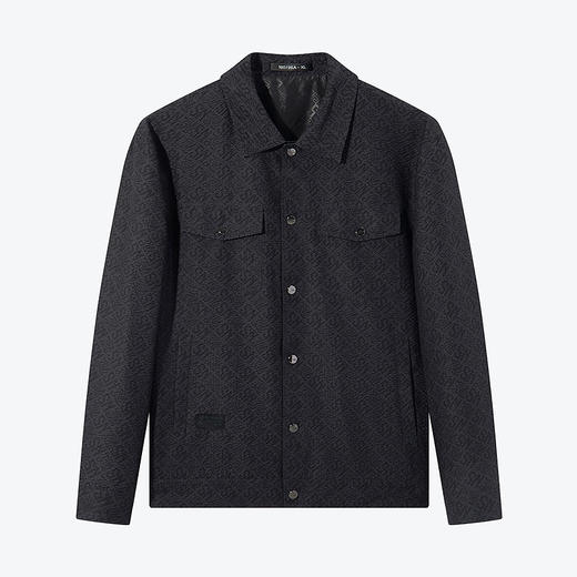 柒牌男装翻领夹克男2024春季薄款时尚潮流工装风仿麻印花休闲外套	126K70170 商品图4