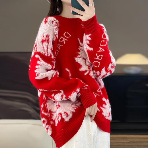 AVANN 新年款十二针加厚安迪绒全身提花圆领毛衣JR-533 商品图6
