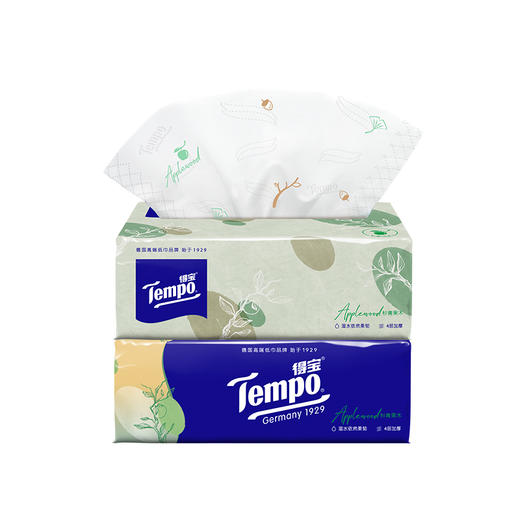『得宝Tempo』抽纸4层90抽4包 软抽面巾纸（苹果木味/杉青果木味）（新旧包装随机发） 商品图6