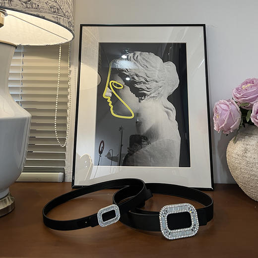 【可可推荐】R V方扣腰带 绸缎质感 配饰佰搭 宽细可选 商品图0