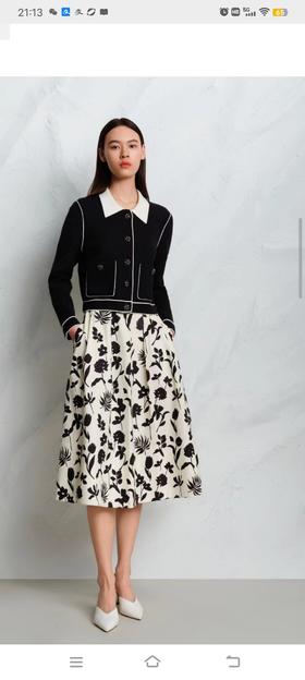 3F玖姿24春花卉剪影半裙