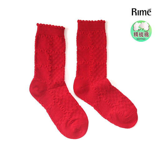 大红立体感短筒女棉袜AU34618 商品图0