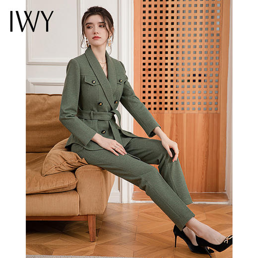 IWY/绿色高级感加厚西装外套时尚干练职业套裤女秋冬新款CP1652 商品图5