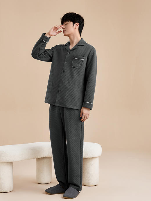 康妮雅男式长袖长裤开襟套装 商品图3