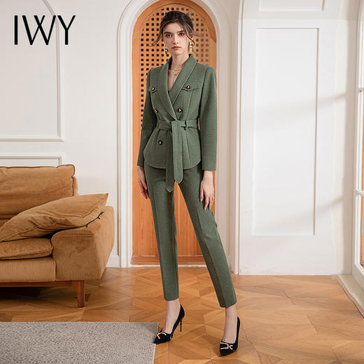 IWY/绿色高级感加厚西装外套时尚干练职业套裤女秋冬新款CP1652 商品图3