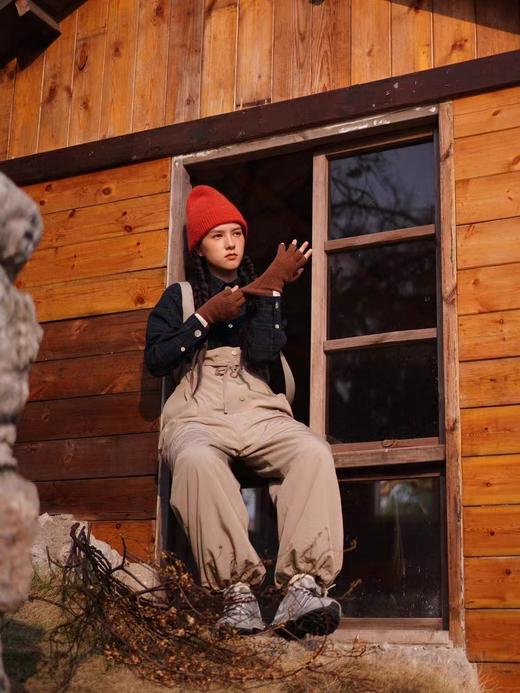 WOKERKER/K584/复古米灰色高腰夹棉背带滑雪裤 商品图0