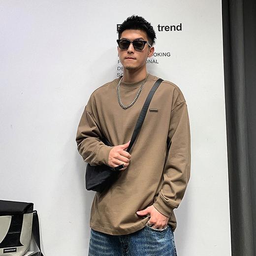 徐太浪高品质纯棉长袖T恤男春秋潮牌美式休闲男士纯色打底衫上衣 商品图0