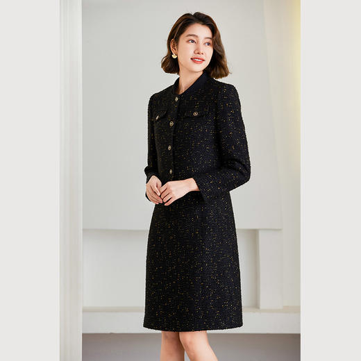 乔万尼小香风绵羊毛连衣裙粗花呢拼接设计ET4E886 商品图2