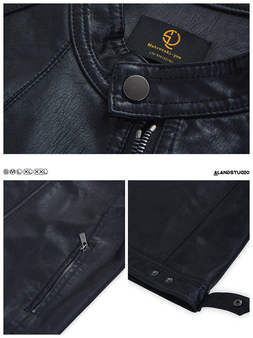 徐太浪黑色炸街机车服皮衣男士春秋潮牌美式修身痞帅夹克外套男潮 商品图3