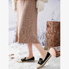 西遇一脚蹬渔夫鞋女新款冬季法式金扣乐福鞋平底加绒毛毛鞋V0034436 商品缩略图3