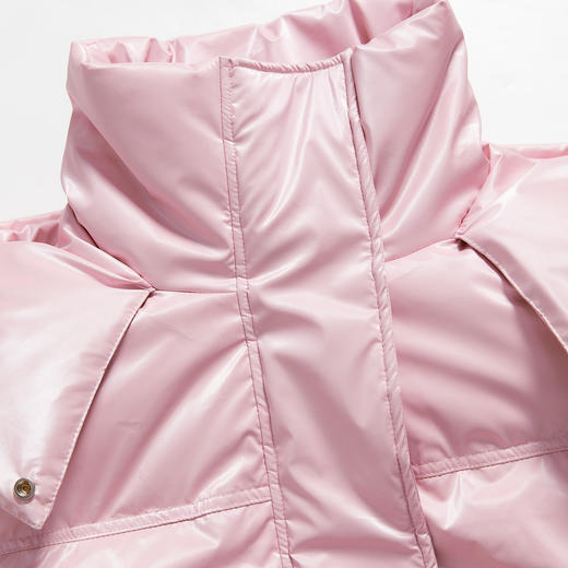 西遇粉色立领连帽羽绒服女秋冬新款小个子韩系加厚短款外套D2438585 商品图5