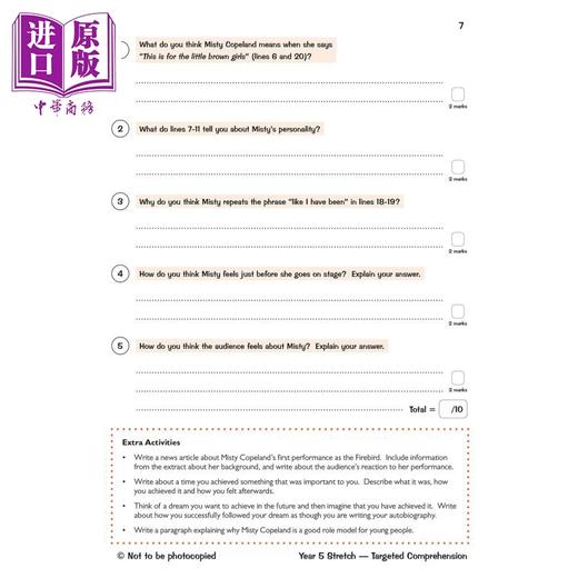 【中商原版】英国原版CGP教辅 新KS2英语有针对性的问题书具有挑战性的理解5年级延伸附答案New KS2 English Targeted Question 商品图3