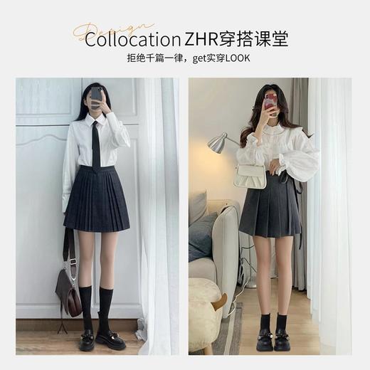 ZHR短靴女2023秋冬新款学院风乐福小皮鞋加绒弹力布袜靴瘦瘦靴子 商品图12