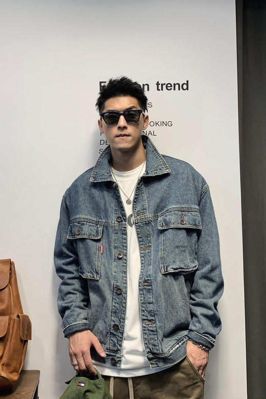 徐太浪美式复古牛仔夹克男春秋高街水洗上衣国潮痞帅炸街无帽外套 商品图5