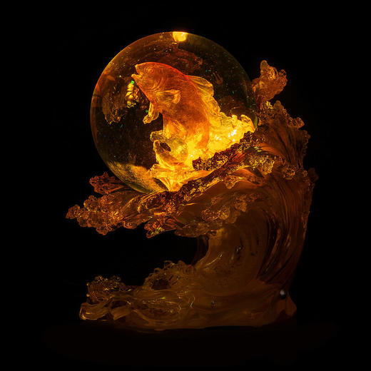 鲤跃龙门夜灯水晶球 商品图0