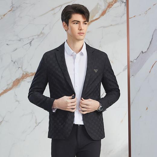 【高端系列】柒牌格纹西服男2024春季新款平驳领绅士休闲西装外套	126C70810 商品图1