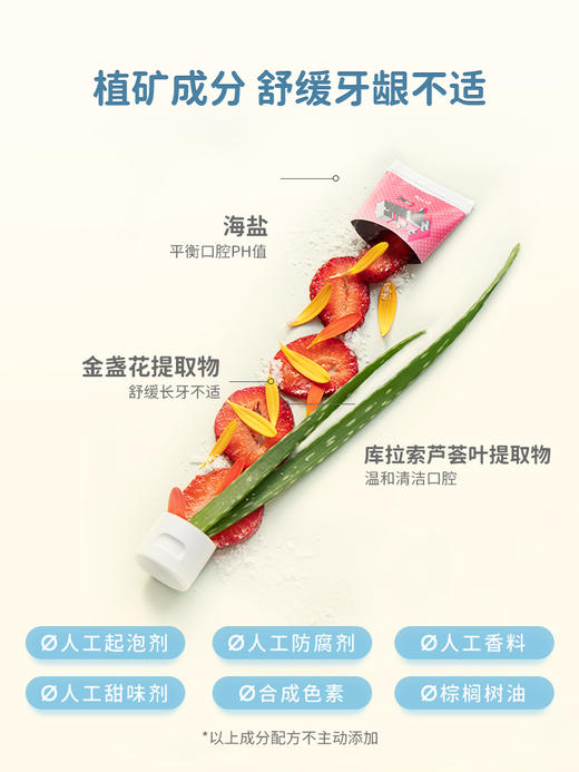 Grin儿童牙膏清洁呵护牙齿天然 含氟70g 6月+ 商品图1