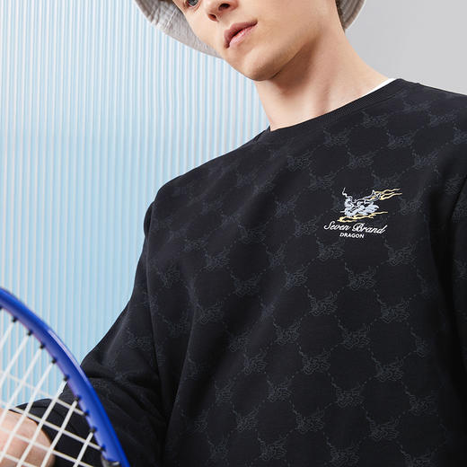 柒牌印花圆领卫衣男2024春季新款时尚潮流中青年套头休闲男士上衣	126W70110 商品图2