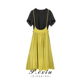 08-2 潘依绣丁丁宠粉天-丝 夏季两件套休闲气质连衣裙 K1349