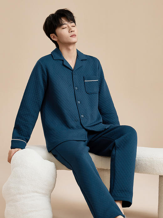 康妮雅男式长袖长裤开襟套装 商品图4