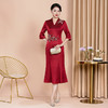 改良版年轻款复古红色旗袍礼服高端连衣裙WX-88339 商品缩略图1