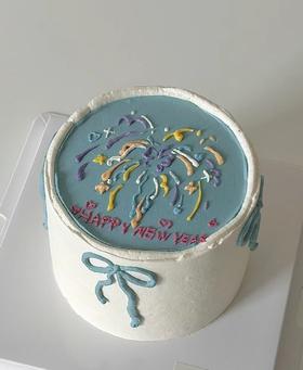 【双色可选】可爱卡通风手绘元旦新年蛋糕【HELLO 2024】
