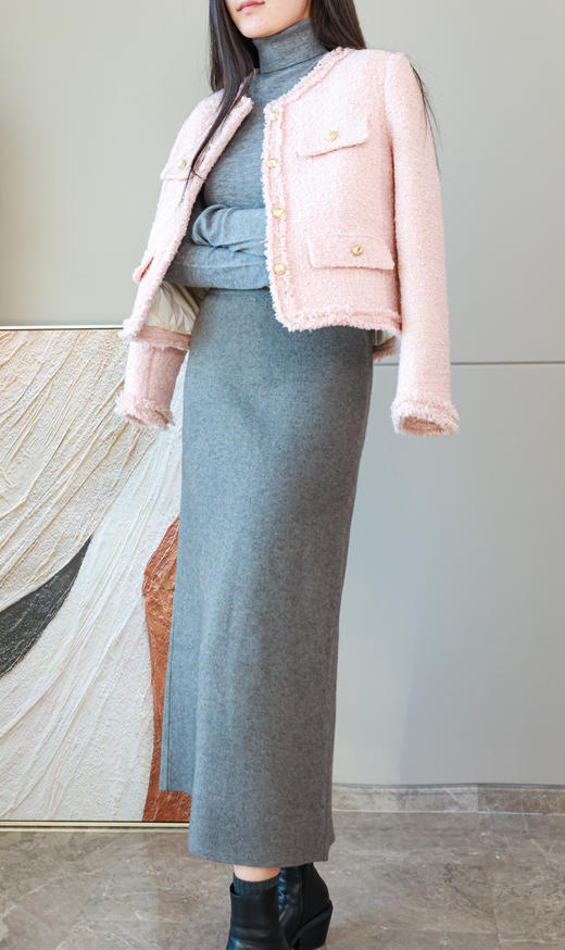 高弹显瘦羊毛直筒裙 商品图6