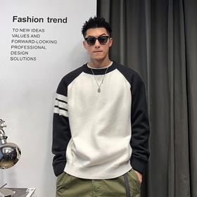 徐太浪时尚美式拼色套头毛衣男秋冬季潮牌男装内搭打底针织衫上衣