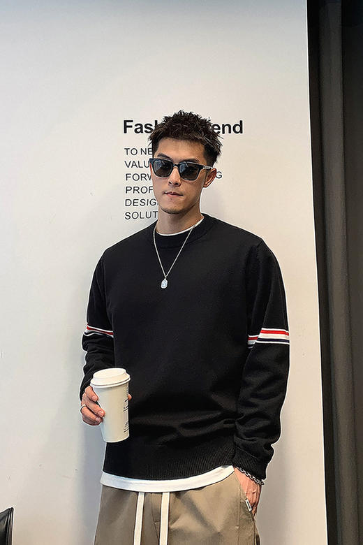 徐太浪韩版潮流毛衣男秋冬时尚休闲高品质百搭圆领内搭打底针织衫 商品图5