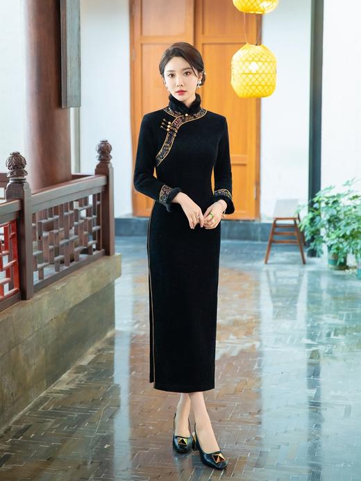 冬款加厚水貂绒长款时尚显瘦复古高档旗袍SYG-767 商品图2