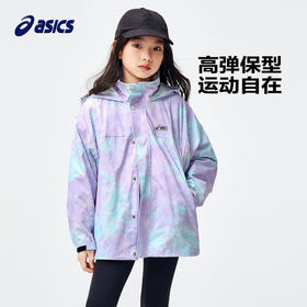 asics/亚瑟士童装24年春季新款女童三防外套魔术贴中长款梭织便服