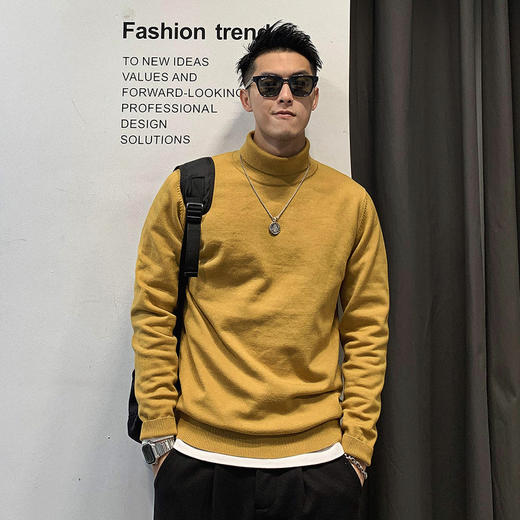 徐太浪黑色套头高领毛衣男秋冬保暖潮牌男装宽松大码内搭打底上衣 商品图3