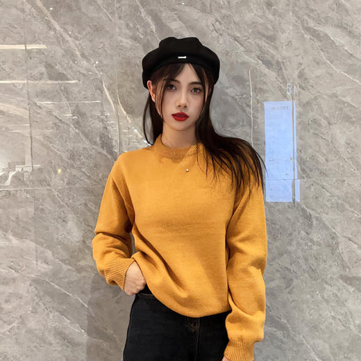 17WS圆领基础毛织上衣31009（黄紫） 冬季 307064032105 商品图0