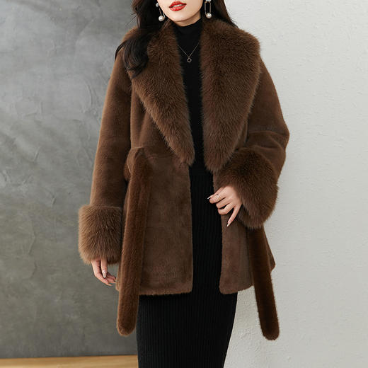 皮毛一体外套气质时尚潮流洋气百搭加厚保暖毛绒外套HR-WZ231669 商品图0