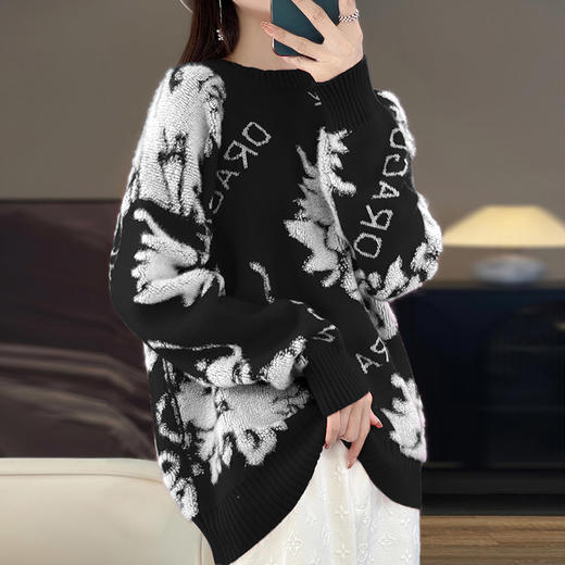 AVANN 新年款十二针加厚安迪绒全身提花圆领毛衣JR-533 商品图4