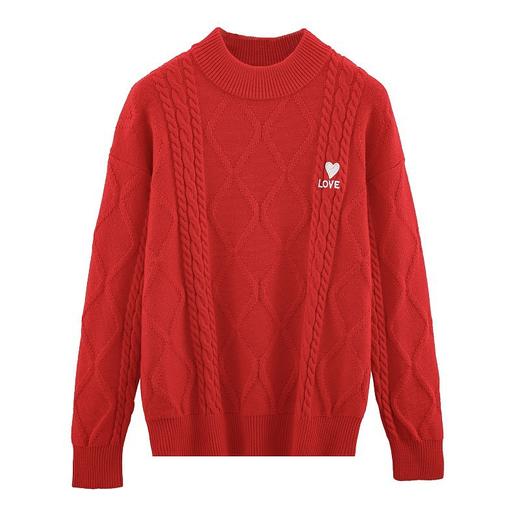 网红亲子装红色毛衣一家三口四口童装情侣装红色过年装喜庆家庭装_HLY 商品图1